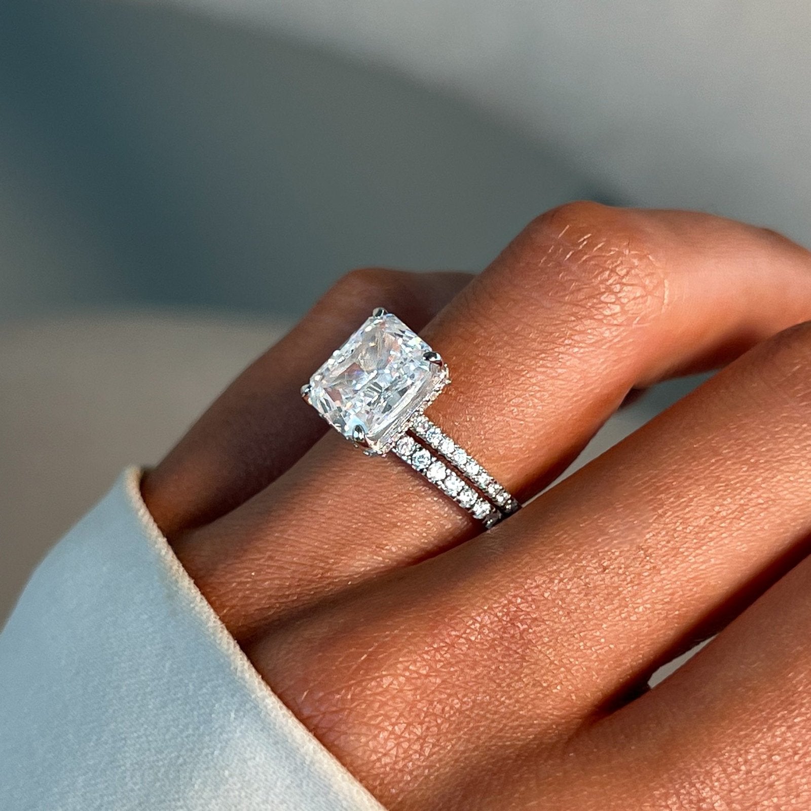 Sterling Silver Radiant Cut Classic Ring