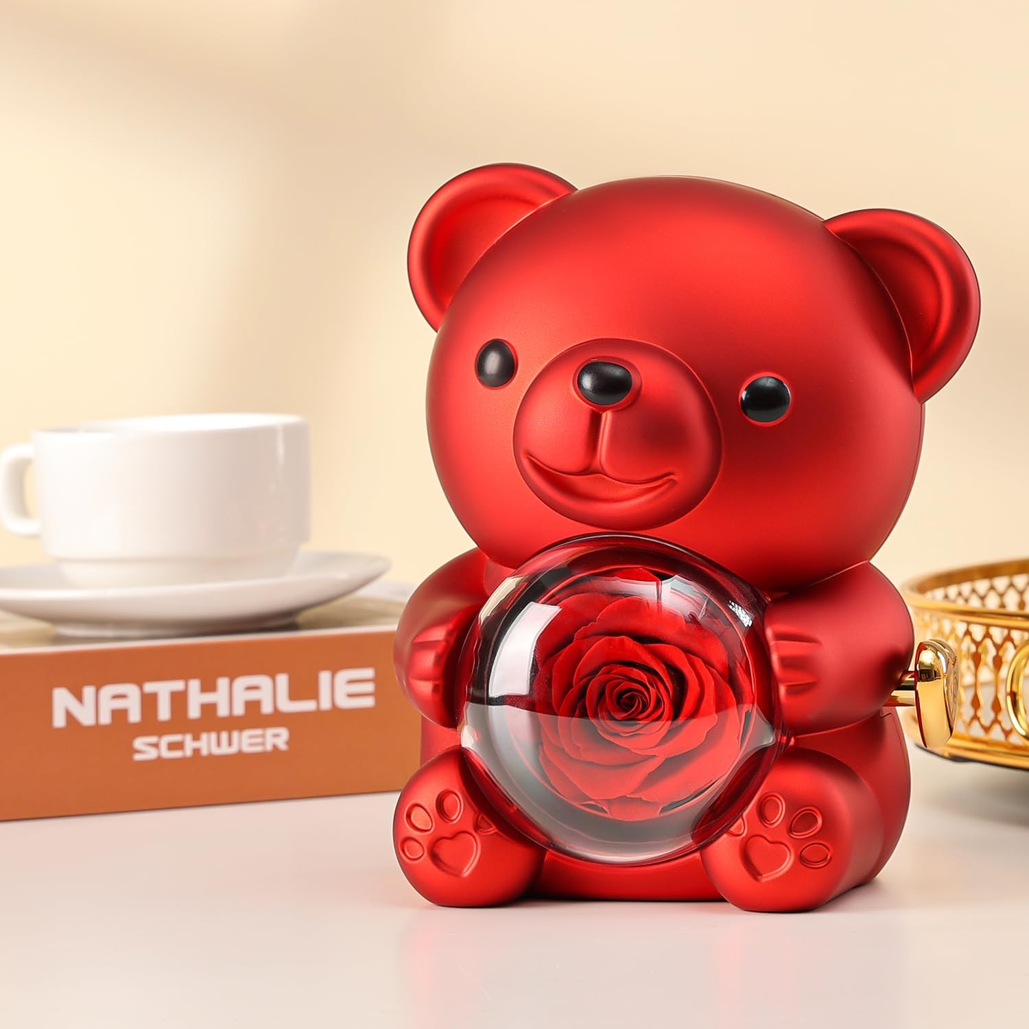 Rose Teddy Bear Jewelry Box
