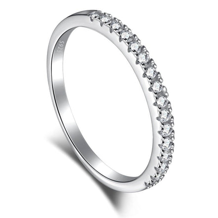 Sterling Silver Half Paved Ring