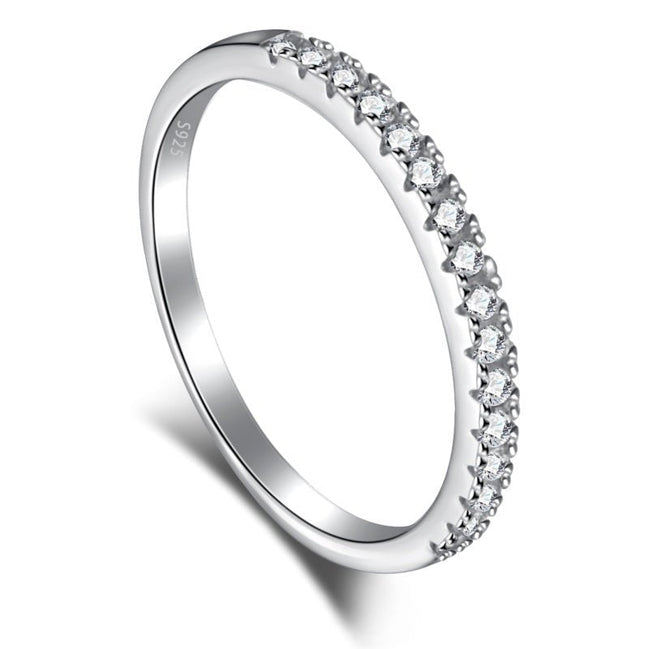 Sterling Silver Half Paved Ring