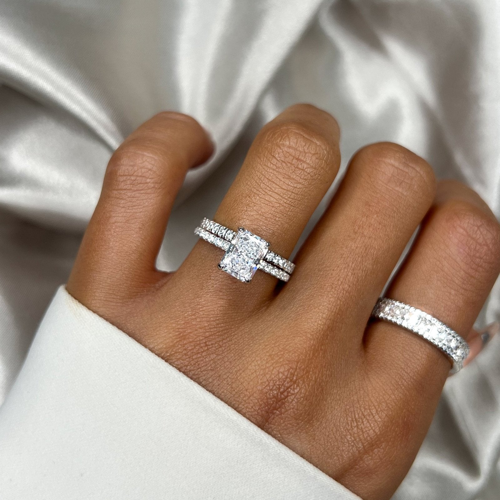 Sterling Silver Half Paved Ring