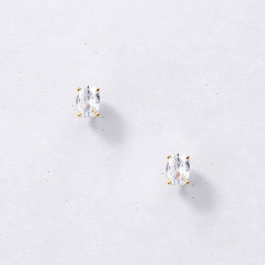 Dainty Oval Stud Earrings