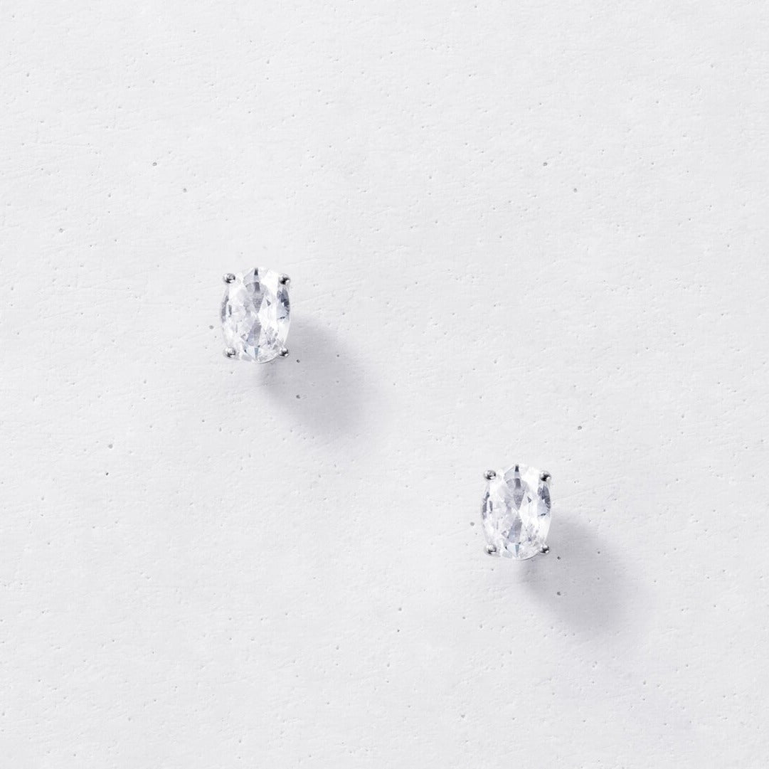 Dainty Oval Stud Earrings