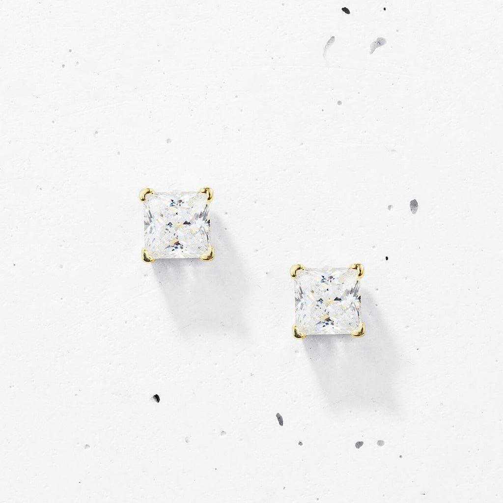 Princess Cut Square Stud Earrings