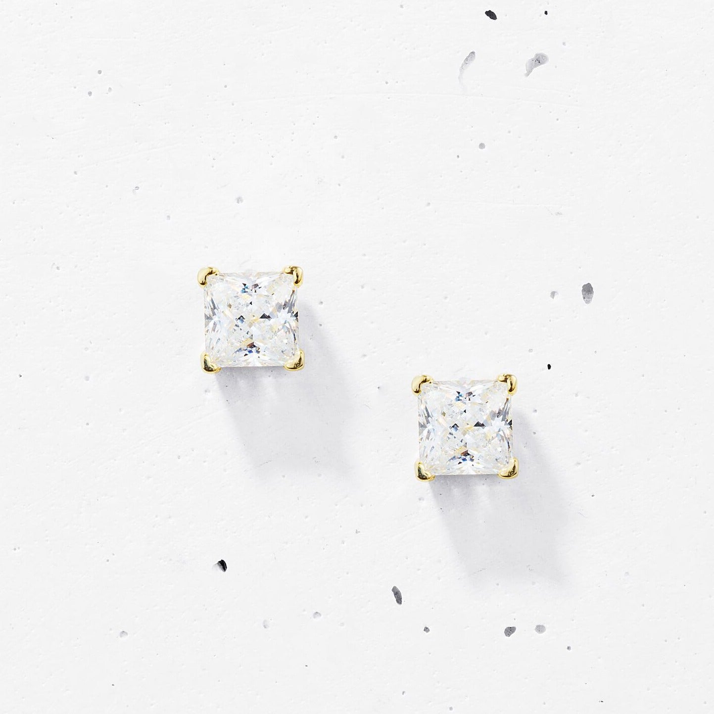 Princess Cut Square Stud Earrings