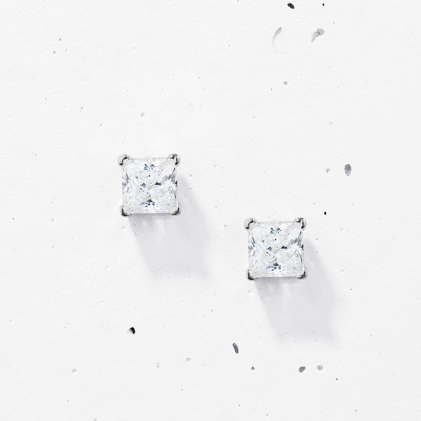 Princess Cut Square Stud Earrings