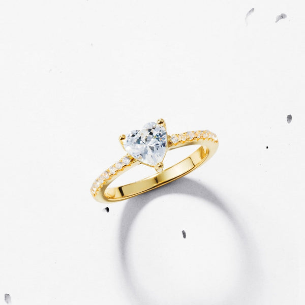 Pave Heart Solitaire Ring