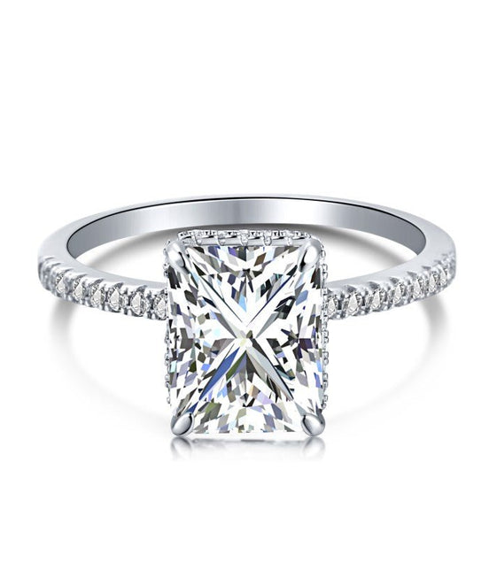 Sterling Silver Radiant Cut Classic Ring