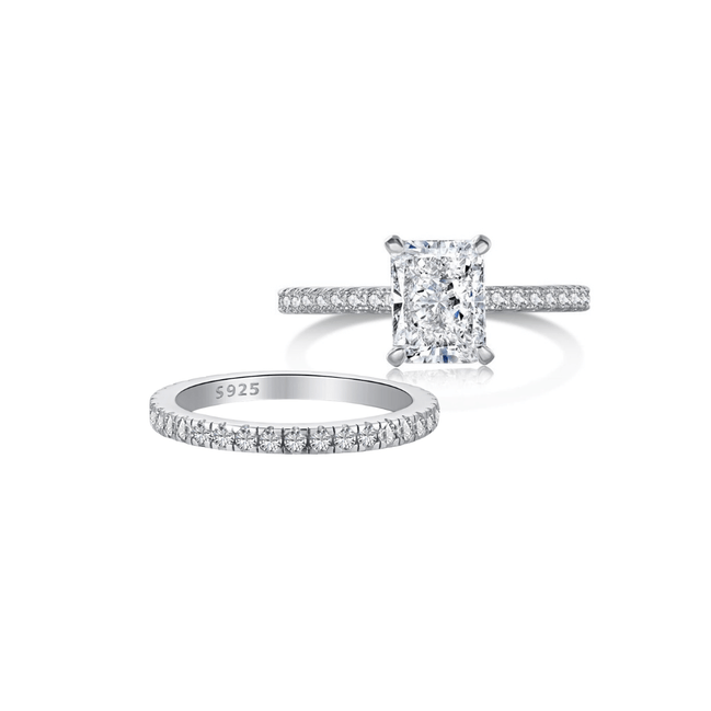Sterling Silver Mini Surprise Ring Wedding Set